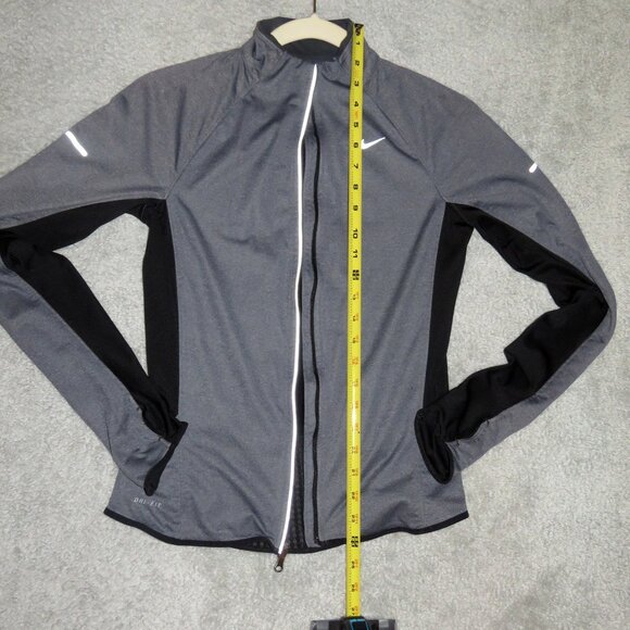 Nike Dri-Fit Sz Small Gray/Black Running Jacket Reflective Accents - Broken Zip - Picture 12 of 16